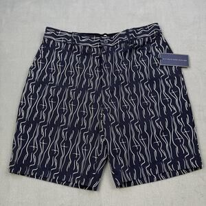 Extracurricular Chauncey Shorts Mens 30 Navy White Print Chino Golf Stretch
